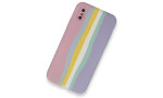 Newface iPhone XS Max Kılıf Ebruli Lansman Silikon - Pembe-Lila