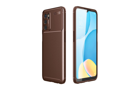 Newface Oppo A16 Kılıf Focus Karbon Silikon - Kahverengi