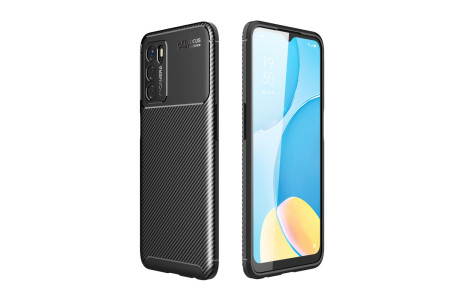 Newface Oppo A16 Kılıf Focus Karbon Silikon - Siyah