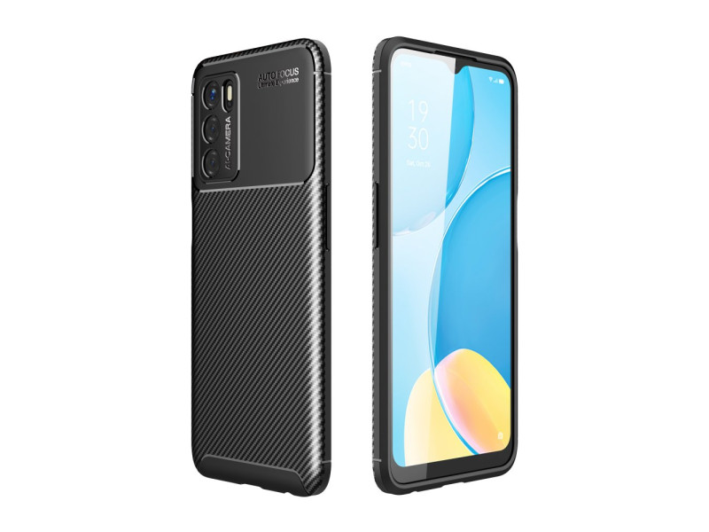 Newface Oppo A16 Kılıf Focus Karbon Silikon - Siyah