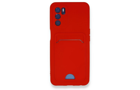 Newface Oppo A16 Kılıf Kelvin Kartvizitli Silikon - Kırmızı