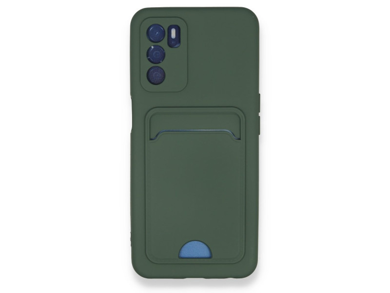 Newface Oppo A16 Kılıf Kelvin Kartvizitli Silikon - Koyu Yeşil