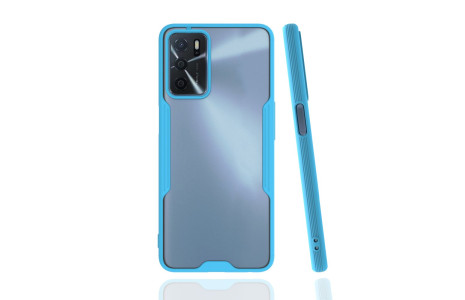 Newface Oppo A16 Kılıf Platin Silikon - Mavi