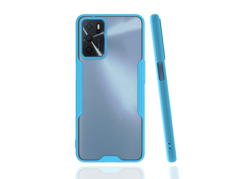 Newface Oppo A16 Kılıf Platin Silikon - Mavi