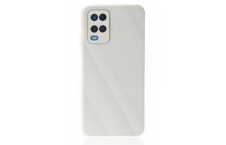Newface Oppo A54 4G Kılıf Glass Kapak - Beyaz
