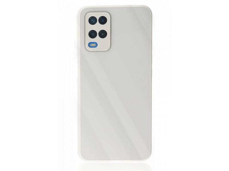 Newface Oppo A54 4G Kılıf Glass Kapak - Beyaz