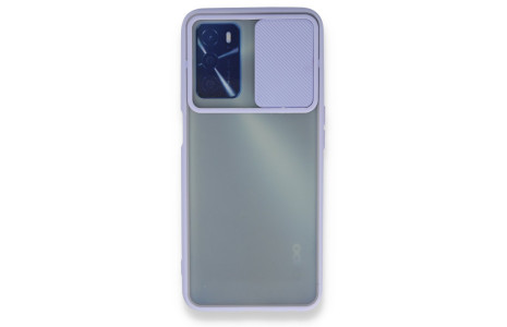 Newface Oppo A55 Kılıf Palm Buzlu Kamera Sürgülü Silikon - Lila