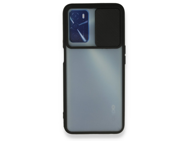 Newface Oppo A55 Kılıf Palm Buzlu Kamera Sürgülü Silikon - Siyah
