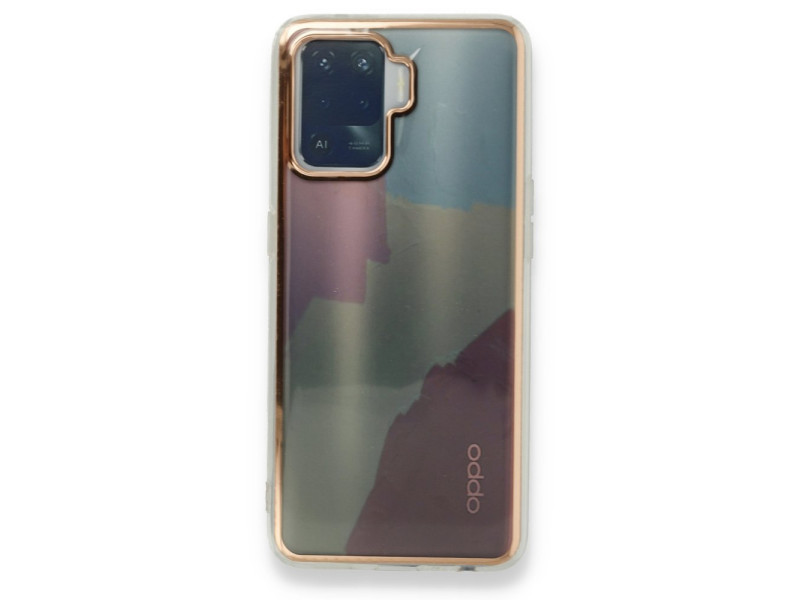 Newface Oppo Reno 5 Lite Kılıf Çiçekli Silikon - Buz Mavi