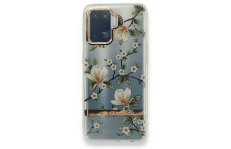 Newface Oppo Reno 5 Lite Kılıf Çiçekli Silikon - Gümüş