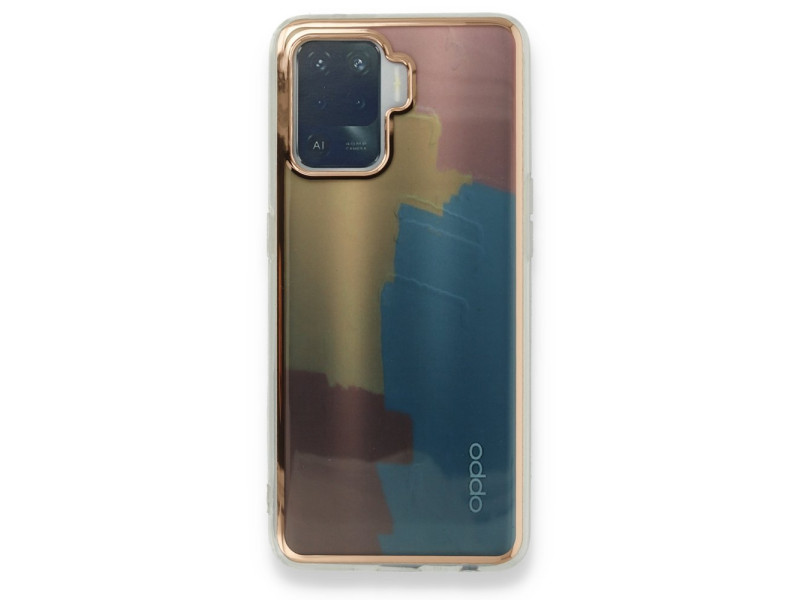 Newface Oppo Reno 5 Lite Kılıf Çiçekli Silikon - Kırmızı
