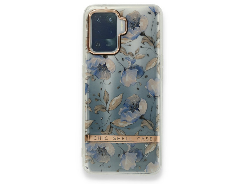 Newface Oppo Reno 5 Lite Kılıf Çiçekli Silikon - Lila