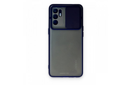 Newface Oppo Reno 6 Kılıf Palm Buzlu Kamera Sürgülü Silikon - Lacivert