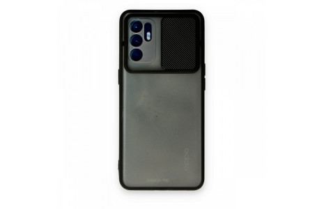 Newface Oppo Reno 6 Kılıf Palm Buzlu Kamera Sürgülü Silikon - Siyah
