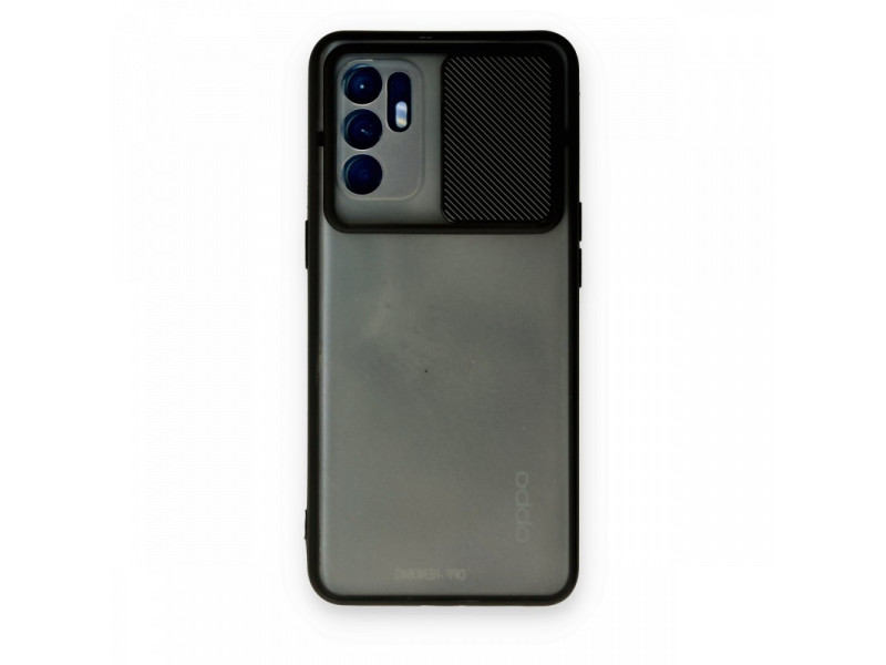 Newface Oppo Reno 6 Kılıf Palm Buzlu Kamera Sürgülü Silikon - Siyah