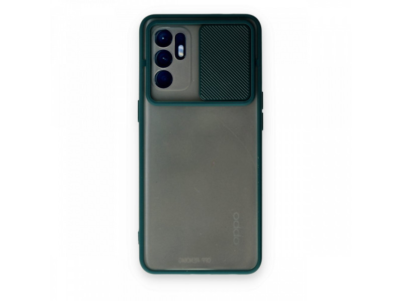 Newface Oppo Reno 6 Kılıf Palm Buzlu Kamera Sürgülü Silikon - Yeşil