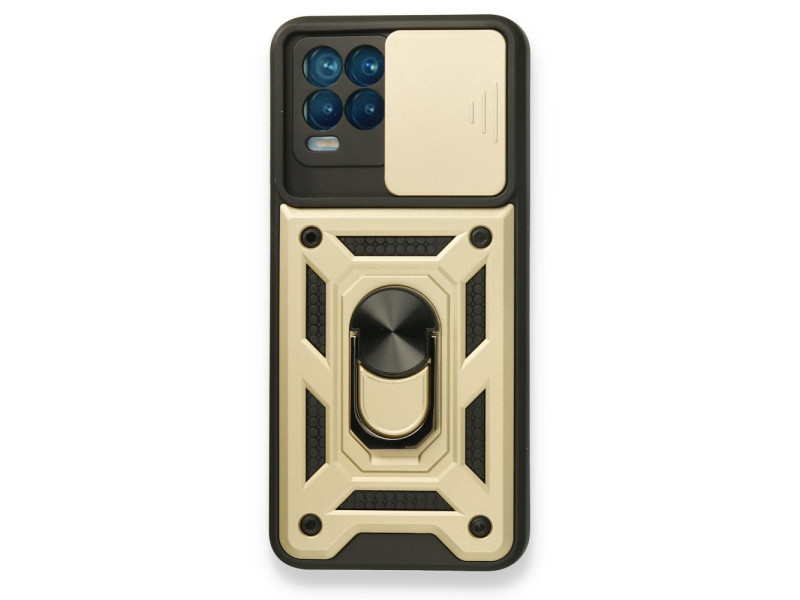 Newface Realme 8 Pro Kılıf Pars Lens Yüzüklü Silikon - Gold
