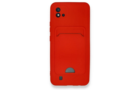 Newface Realme C11 2021 Kılıf Kelvin Kartvizitli Silikon - Kırmızı
