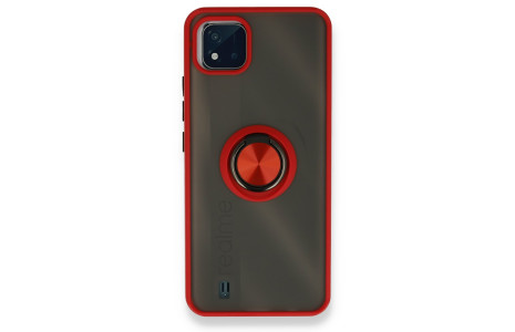 Newface Realme C11 2021 Kılıf Montreal Yüzüklü Silikon Kapak - Kırmızı