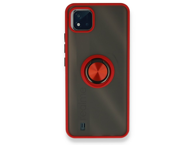 Newface Realme C11 2021 Kılıf Montreal Yüzüklü Silikon Kapak - Kırmızı