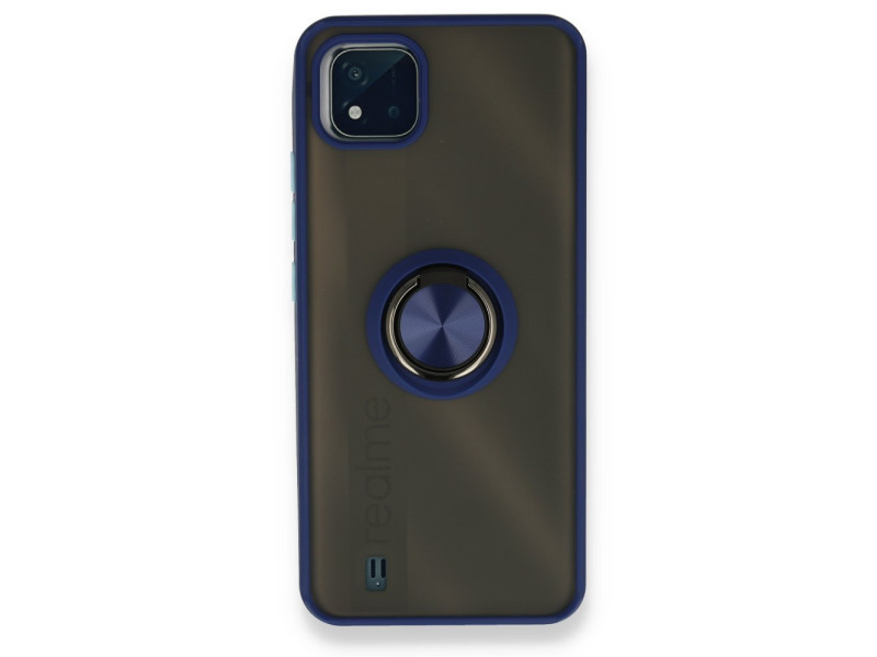 Newface Realme C11 2021 Kılıf Montreal Yüzüklü Silikon Kapak - Lacivert
