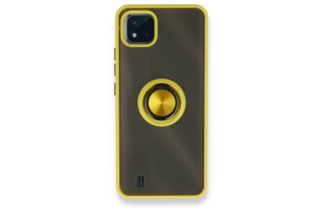 Newface Realme C11 2021 Kılıf Montreal Yüzüklü Silikon Kapak - Sarı