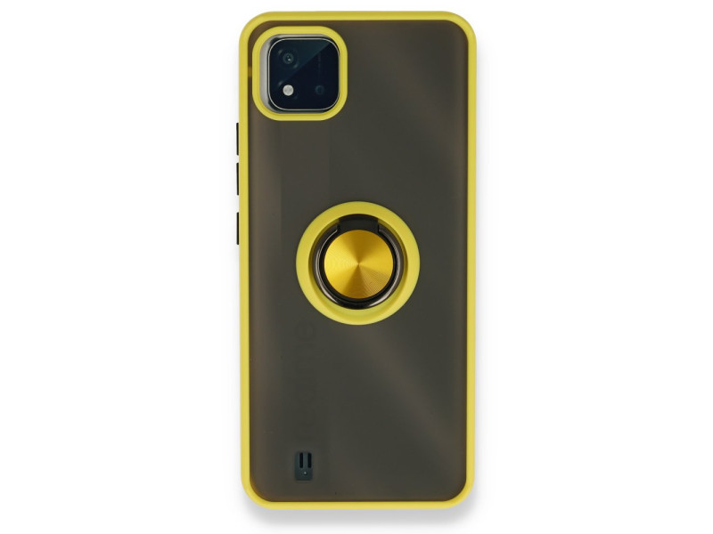 Newface Realme C11 2021 Kılıf Montreal Yüzüklü Silikon Kapak - Sarı