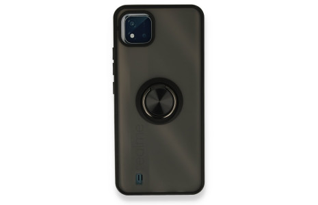 Newface Realme C11 2021 Kılıf Montreal Yüzüklü Silikon Kapak - Siyah