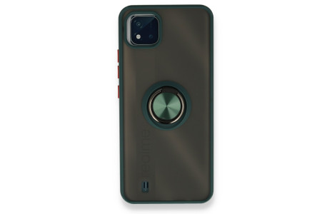 Newface Realme C11 2021 Kılıf Montreal Yüzüklü Silikon Kapak - Yeşil