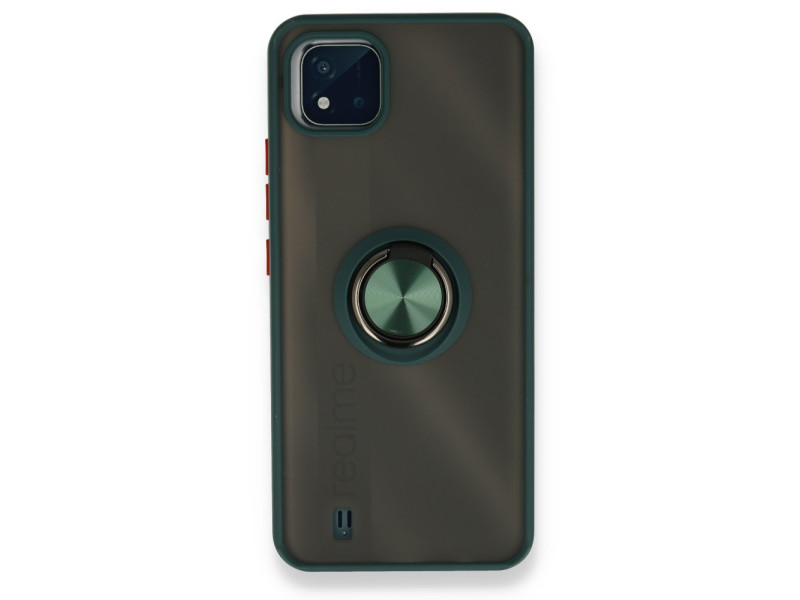 Newface Realme C11 2021 Kılıf Montreal Yüzüklü Silikon Kapak - Yeşil