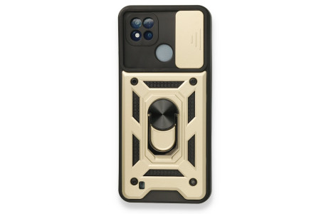 Newface Realme C11 2021 Kılıf Pars Lens Yüzüklü Silikon - Gold