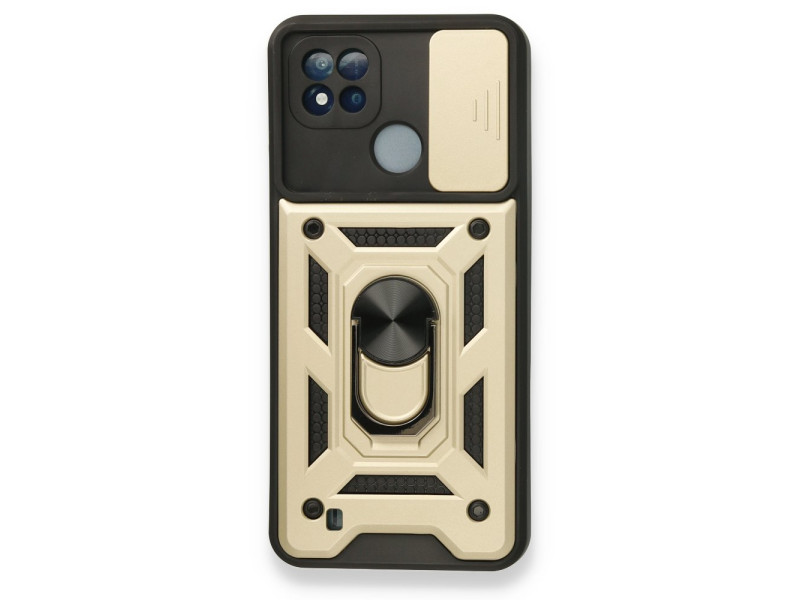 Newface Realme C11 2021 Kılıf Pars Lens Yüzüklü Silikon - Gold