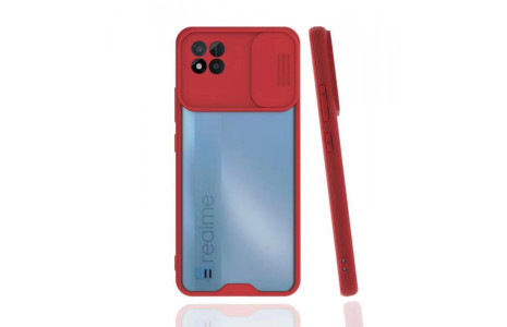 Newface Realme C11 2021 Kılıf Platin Kamera Koruma Silikon - Kırmızı