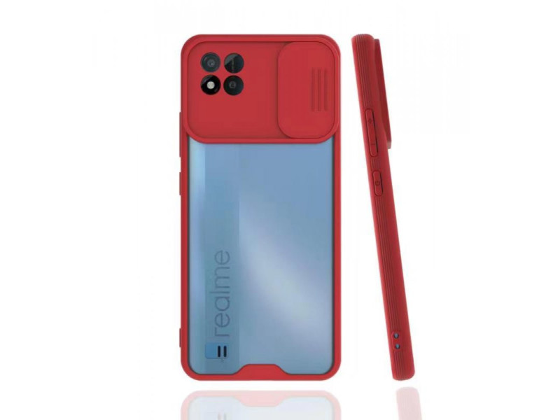 Newface Realme C11 2021 Kılıf Platin Kamera Koruma Silikon - Kırmızı