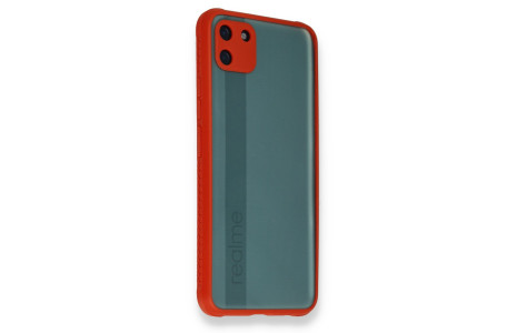 Newface Realme C11 Kılıf Miami Şeffaf Silikon - Kırmızı
