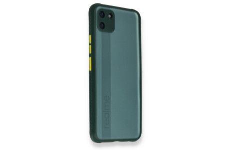 Newface Realme C11 Kılıf Miami Şeffaf Silikon - Koyu Yeşil