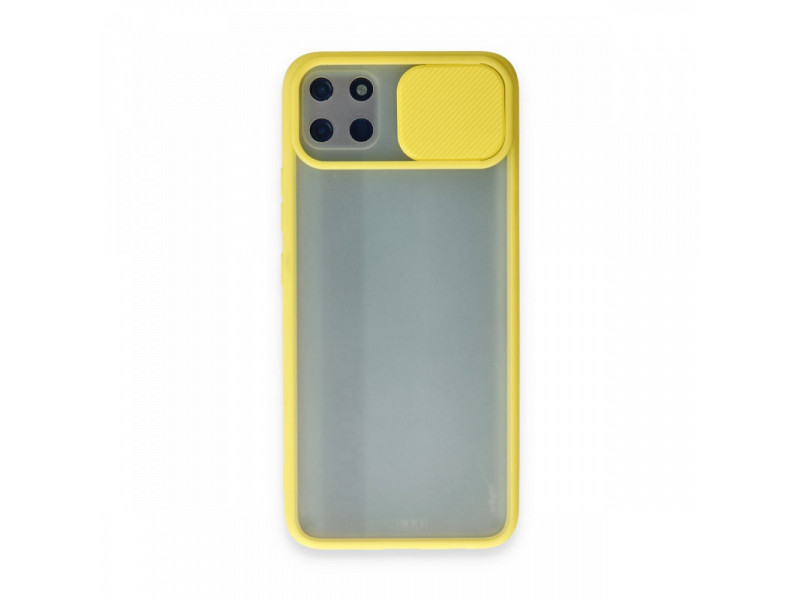Newface Realme C11 Kılıf Palm Buzlu Kamera Sürgülü Silikon - Sarı
