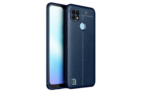 Newface Realme C25s Kılıf Focus Derili Silikon - Lacivert