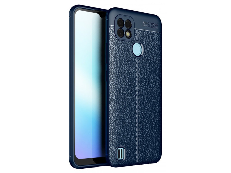 Newface Realme C25s Kılıf Focus Derili Silikon - Lacivert