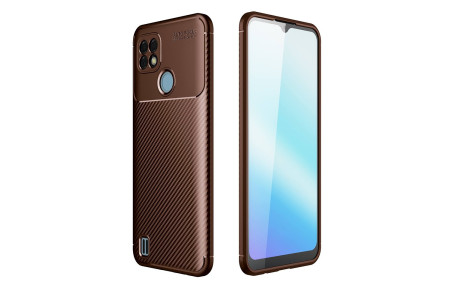 Newface Realme C25s Kılıf Focus Karbon Silikon - Kahverengi