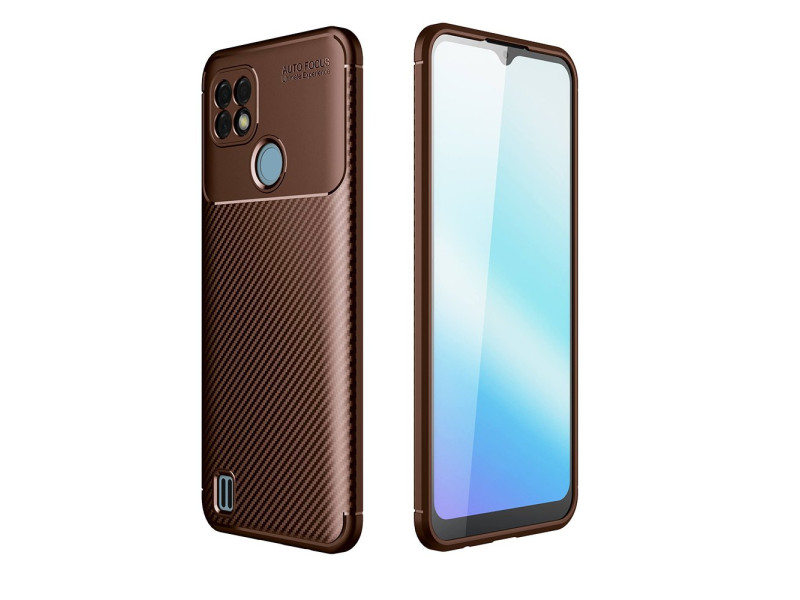 Newface Realme C25s Kılıf Focus Karbon Silikon - Kahverengi