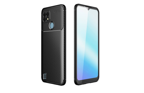 Newface Realme C25s Kılıf Focus Karbon Silikon - Siyah