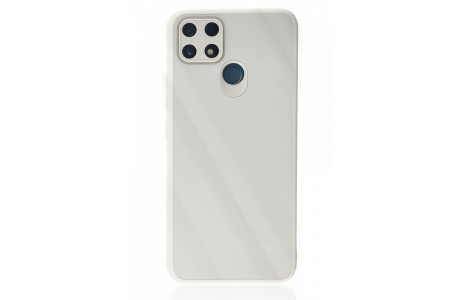 Newface Realme C25s Kılıf Glass Kapak - Beyaz