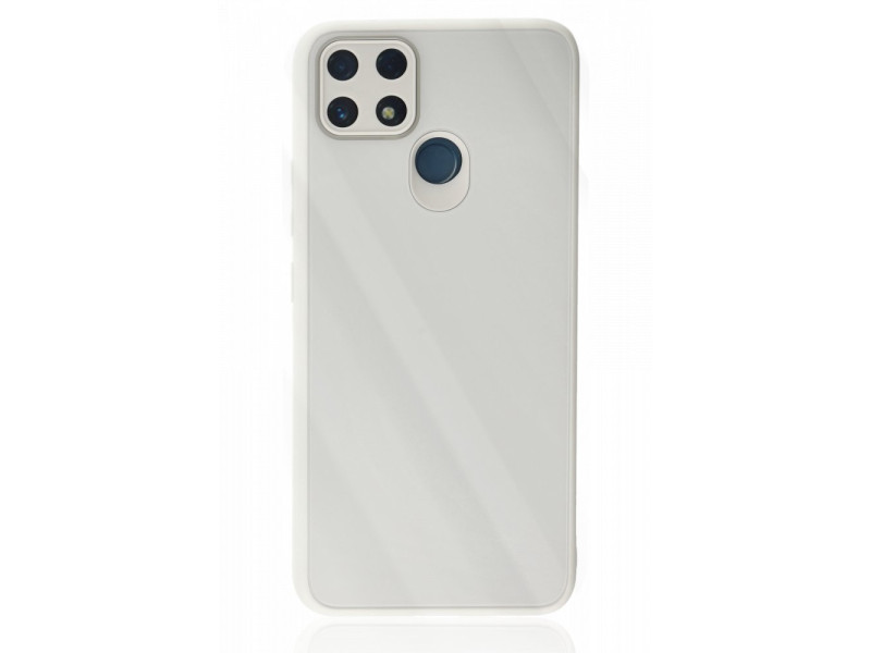 Newface Realme C25s Kılıf Glass Kapak - Beyaz