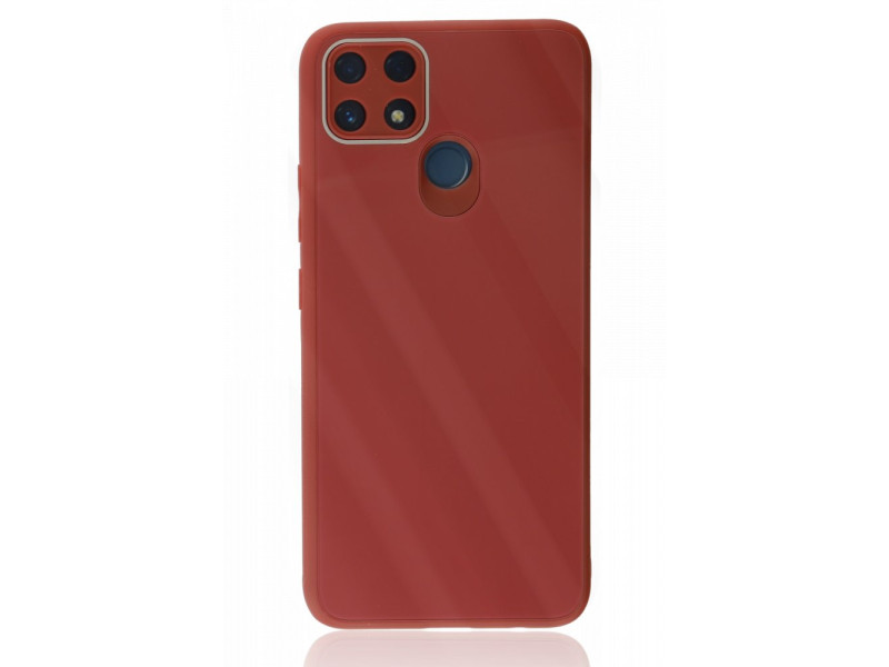 Newface Realme C25s Kılıf Glass Kapak - Bordo