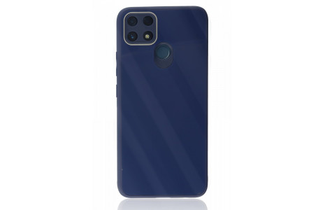 Newface Realme C25s Kılıf Glass Kapak - Lacivert