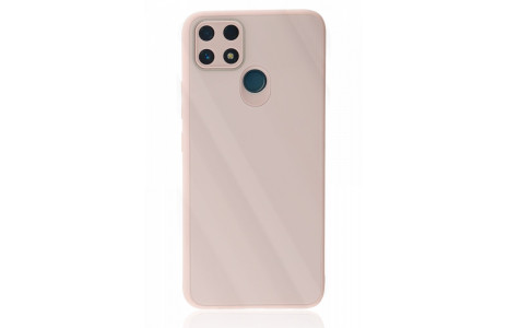 Newface Realme C25s Kılıf Glass Kapak - Pembe