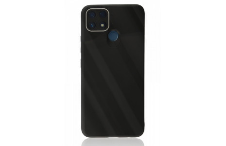 Newface Realme C25s Kılıf Glass Kapak - Siyah