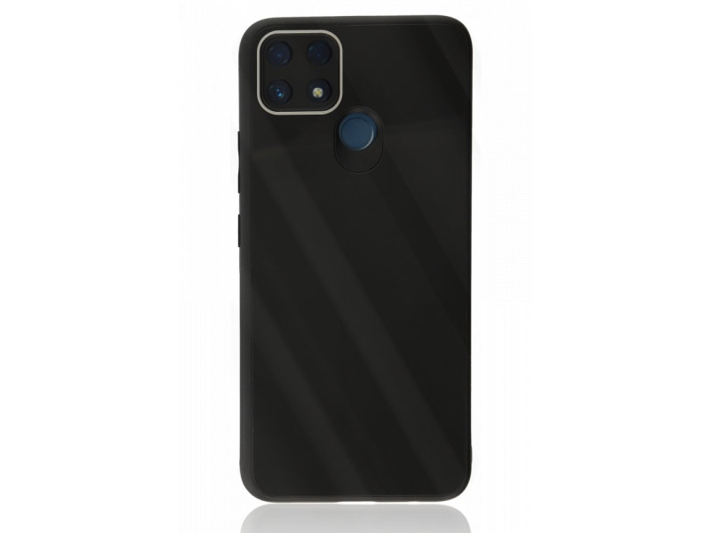 Newface Realme C25s Kılıf Glass Kapak - Siyah