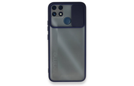 Newface Realme C25s Kılıf Palm Buzlu Kamera Sürgülü Silikon - Lacivert
